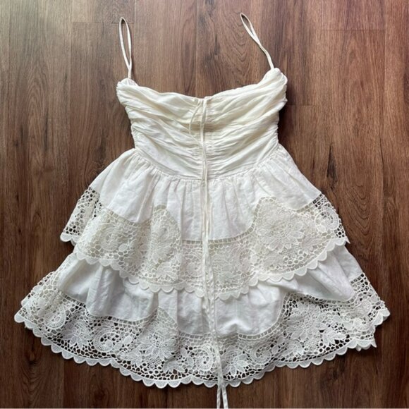 Ulla Johnson Savannah crochet trim halterneck mini dress cotton linen Lace Sz 6 - Picture 8 of 16